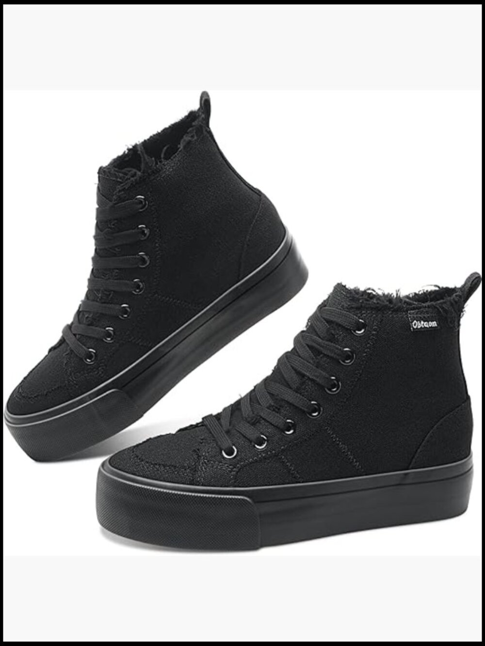 High Top Platform Sneakers Mid Calf Canvas Skateboard Shoes Casual Fashion